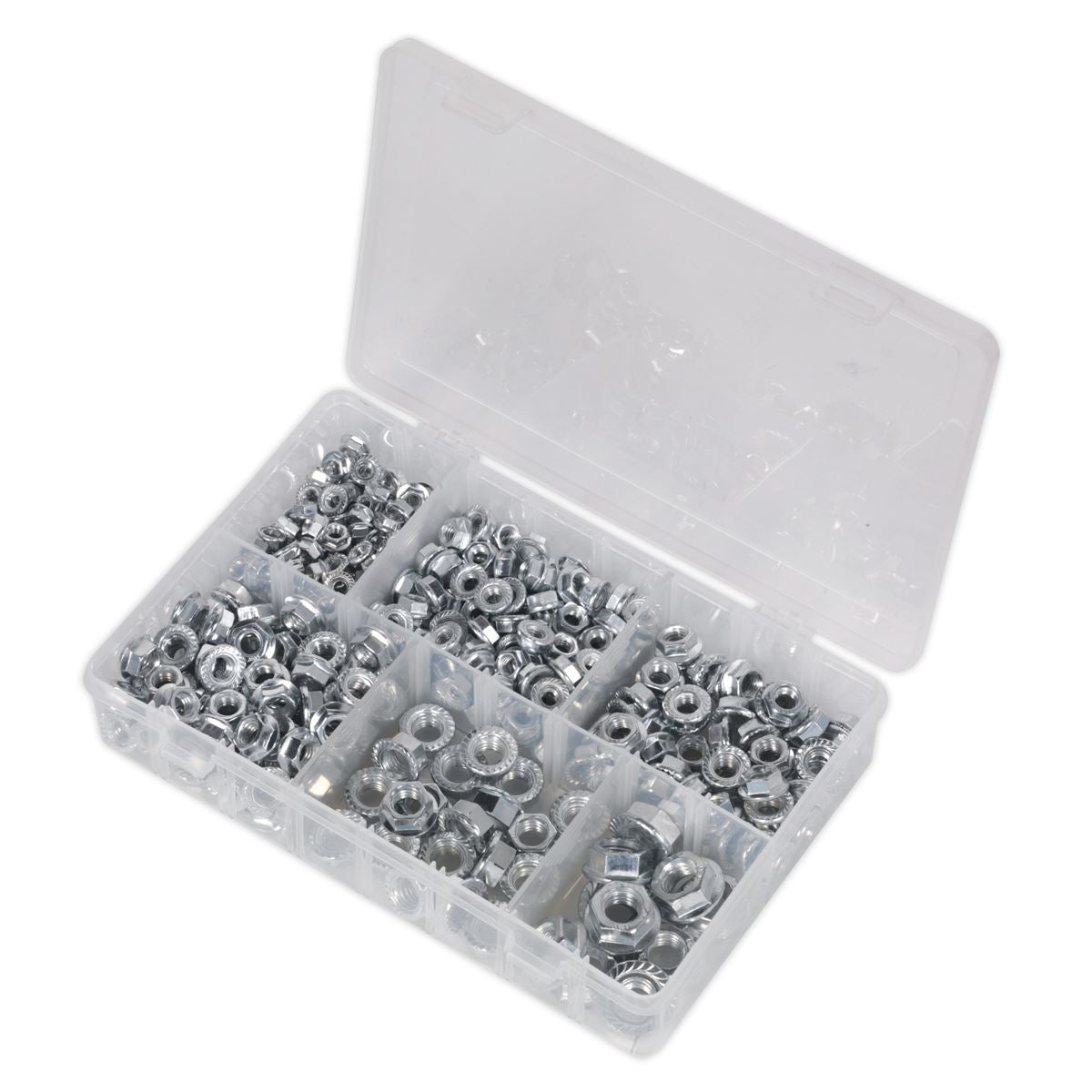 Sealey Flange Nut Assortment 390pc M5-M12 Serrated Metric AB031FN