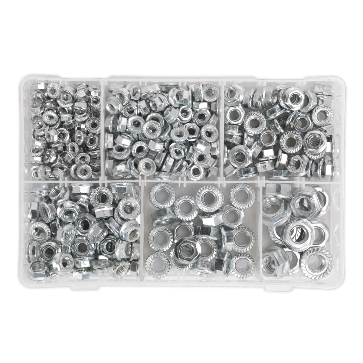 Sealey Flange Nut Assortment 390pc M5-M12 Serrated Metric AB031FN