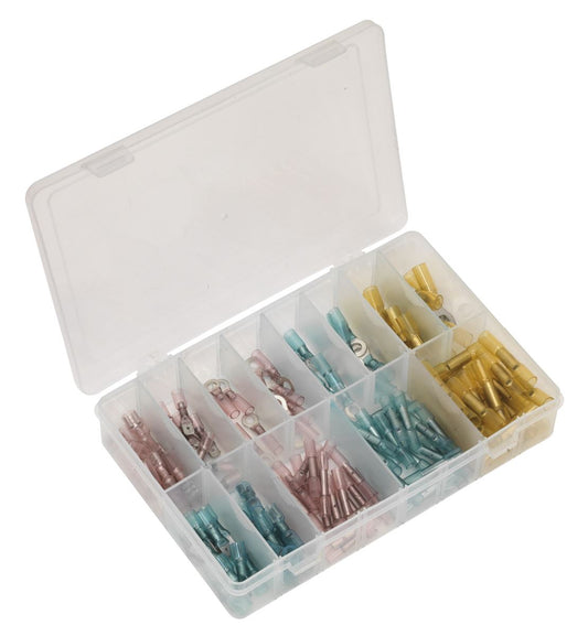 Sealey Adhesive Lined Heat Shrink Terminal Assortment 142pc Blue, Red & Yellow AB037HT