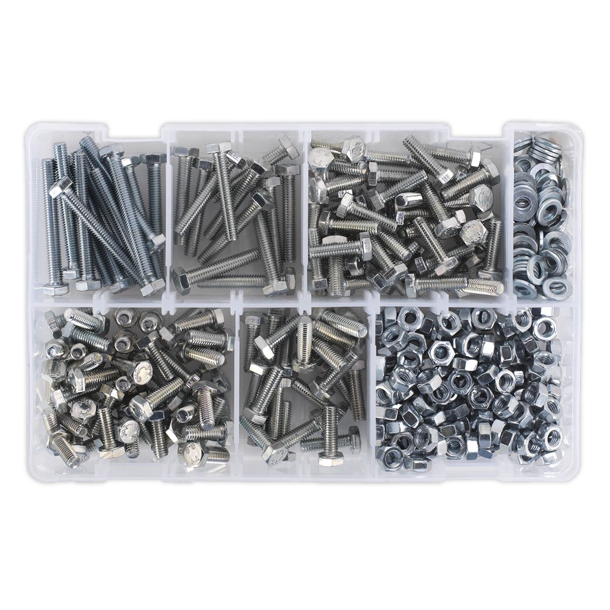 Sealey Setscrew, Nut & Washer Assortment 408pc High Tensile M6 Metric AB050SNW