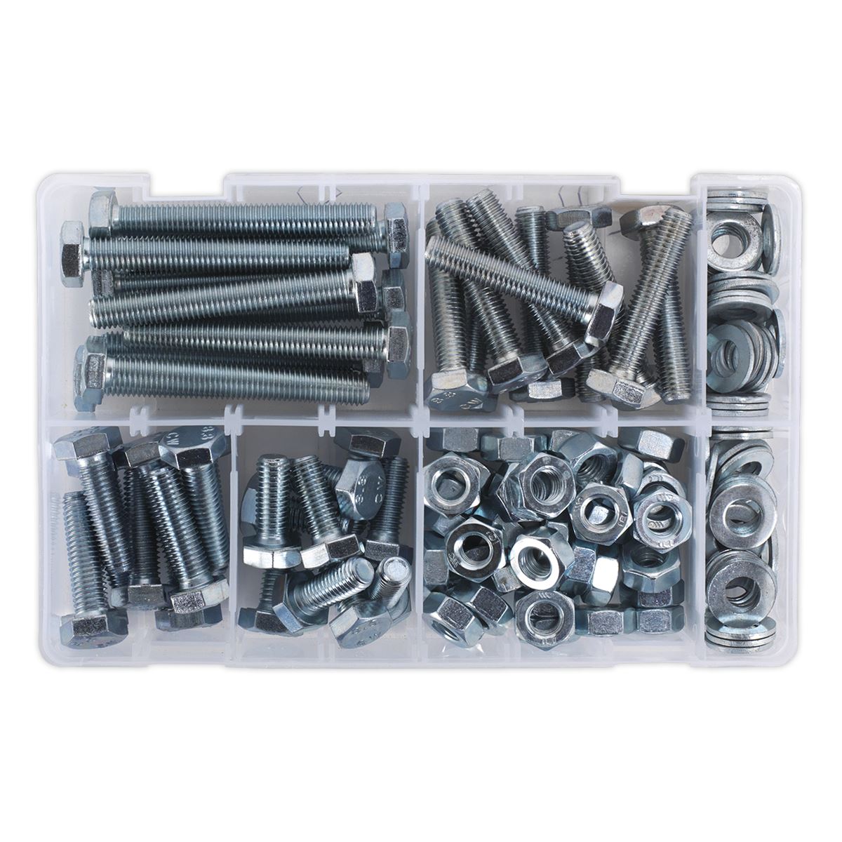 Sealey Setscrew, Nut & Washer Assortment 150pc High Tensile M10 Metric AB052SNW