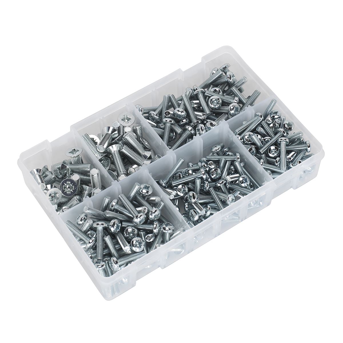 Sealey Machine (Body) Screw Assortment 264pc M5-M8 Countersunk & Pan Head Pozi - Metric AB054MS