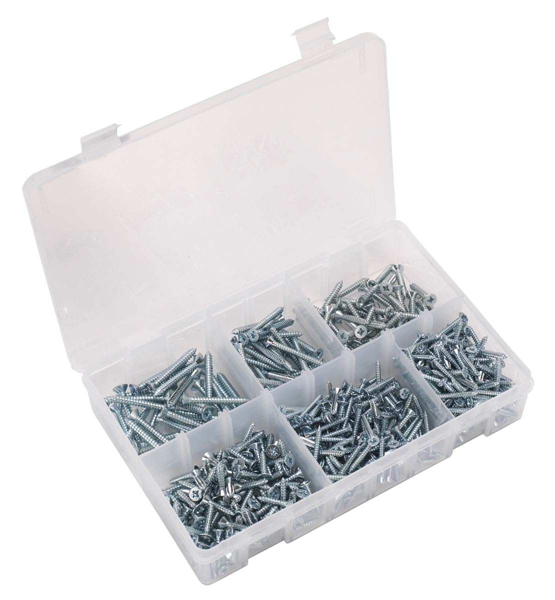 Sealey Self-Tapping Screw Assortment DIN 7982 510pc Countersunk Pozi Zinc AB062STCS