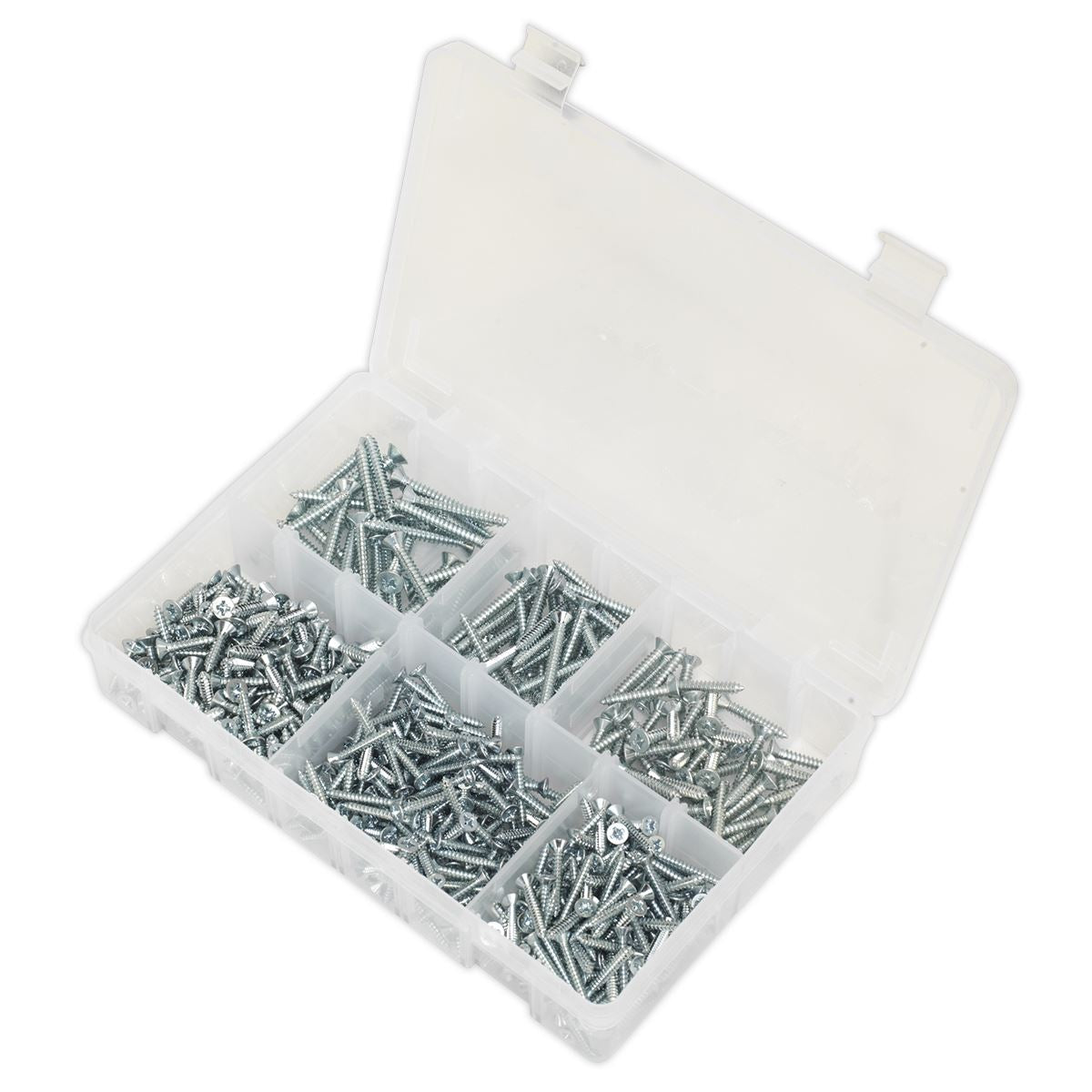 Sealey Self-Tapping Screw Assortment DIN 7982 510pc Countersunk Pozi Zinc AB062STCS