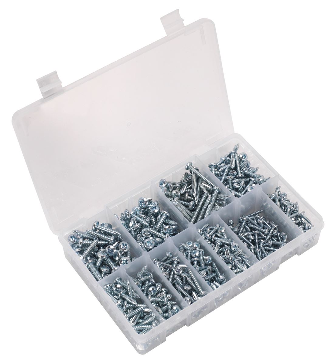 Sealey Self-Tapping Screw Assortment DIN 7981CZ 700pc Pan Head Pozi Zinc AB063STPH