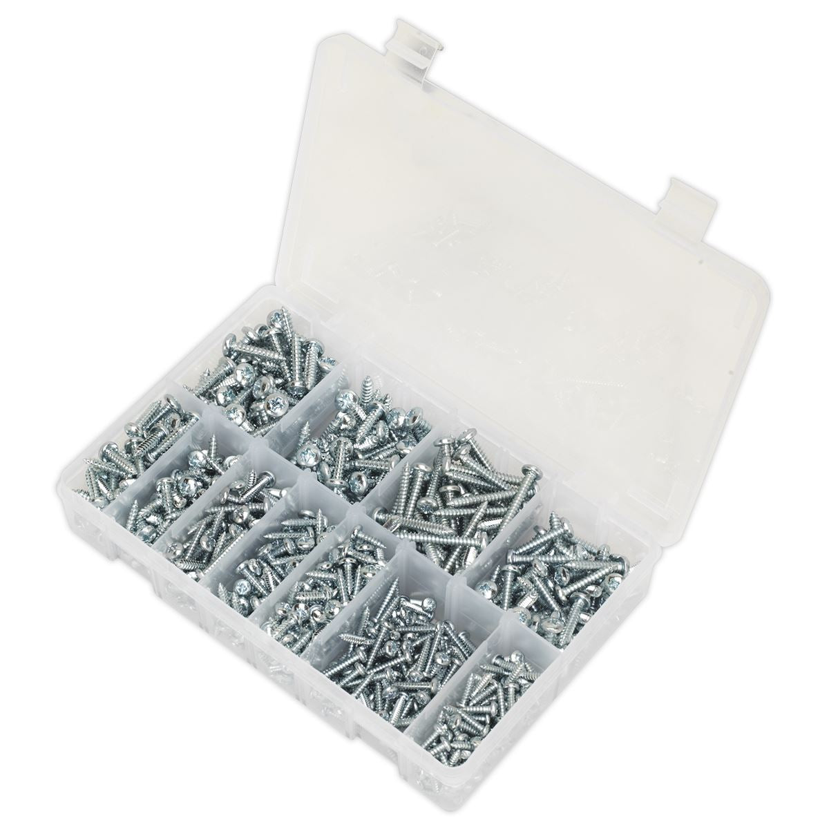 Sealey Self-Tapping Screw Assortment DIN 7981CZ 700pc Pan Head Pozi Zinc AB063STPH