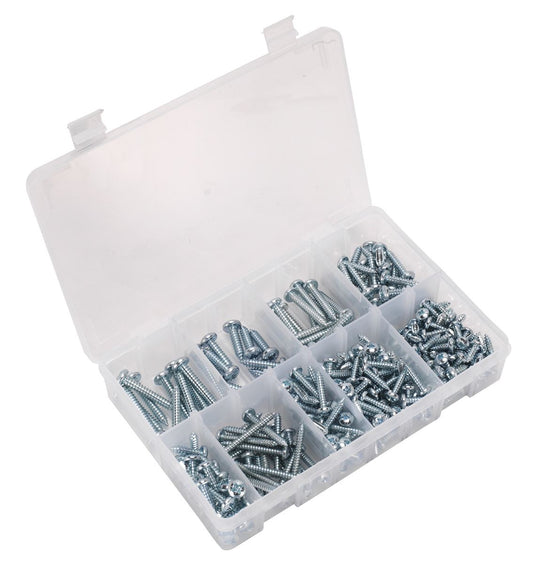 Sealey Self-Tapping Screw Assortment DIN 798CZ 305pc Pan Head Pozi Zinc AB064STPP