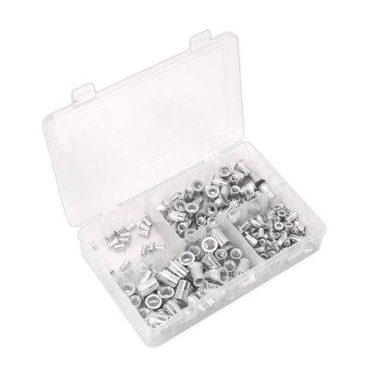 Sealey Threaded Insert (Rivet Nut) Assortment 200pc M4-M8 Splined Metric AB073TI