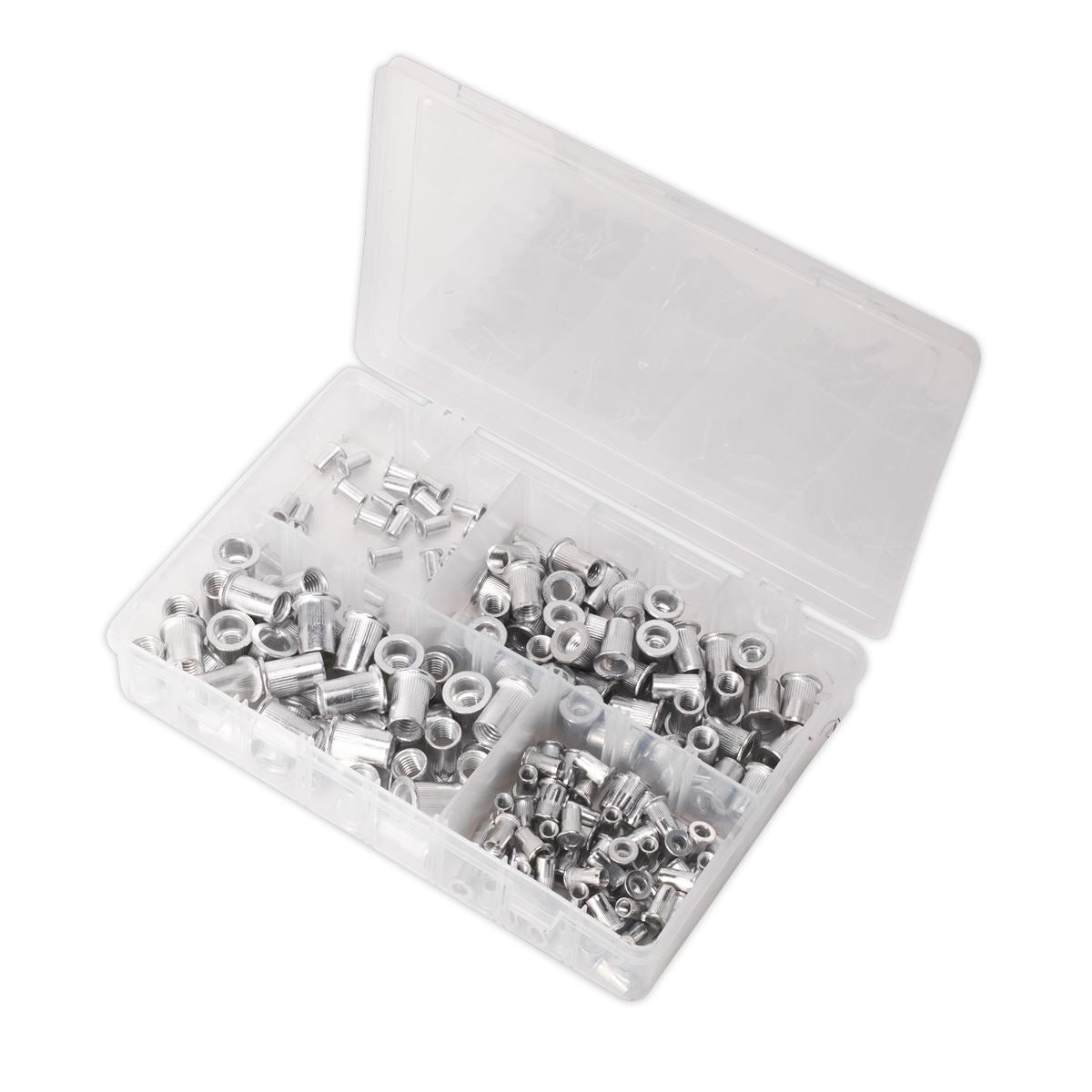 Sealey Threaded Insert (Rivet Nut) Assortment 200pc M4-M8 Splined Metric AB073TI