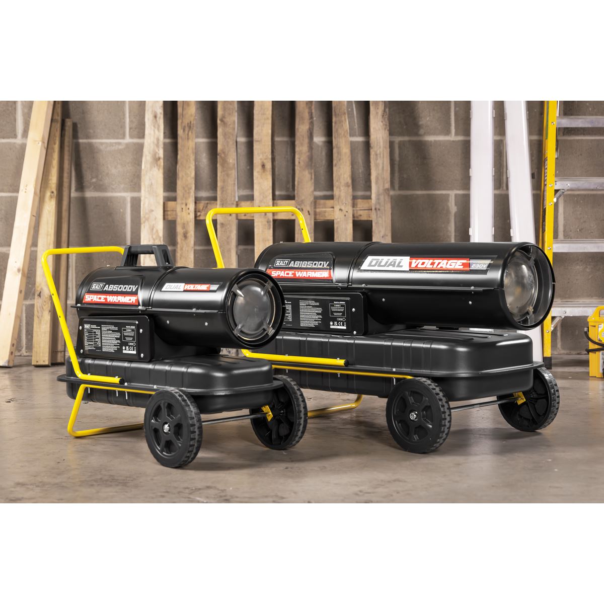 Sealey Kerosene Diesel Space Warmer Heater with Wheels 50,000Btu/hr AB500DV