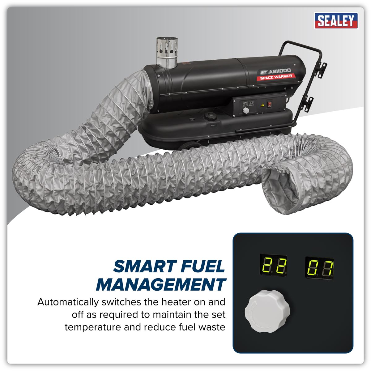 Sealey Indirect Space Warmer Kerosene Diesel 102,000Btu/hr 5M Duct ABI1000COMBO