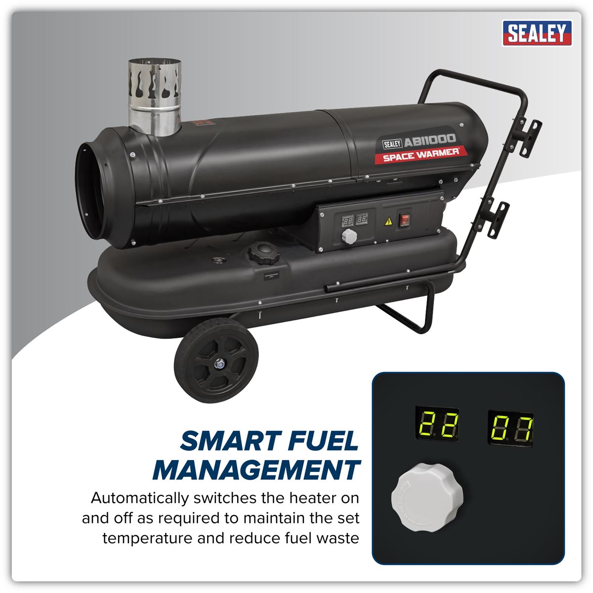 Sealey Indirect Space Warmer Kerosene Diesel 102,000Btu/hr With Wheels ABI1000
