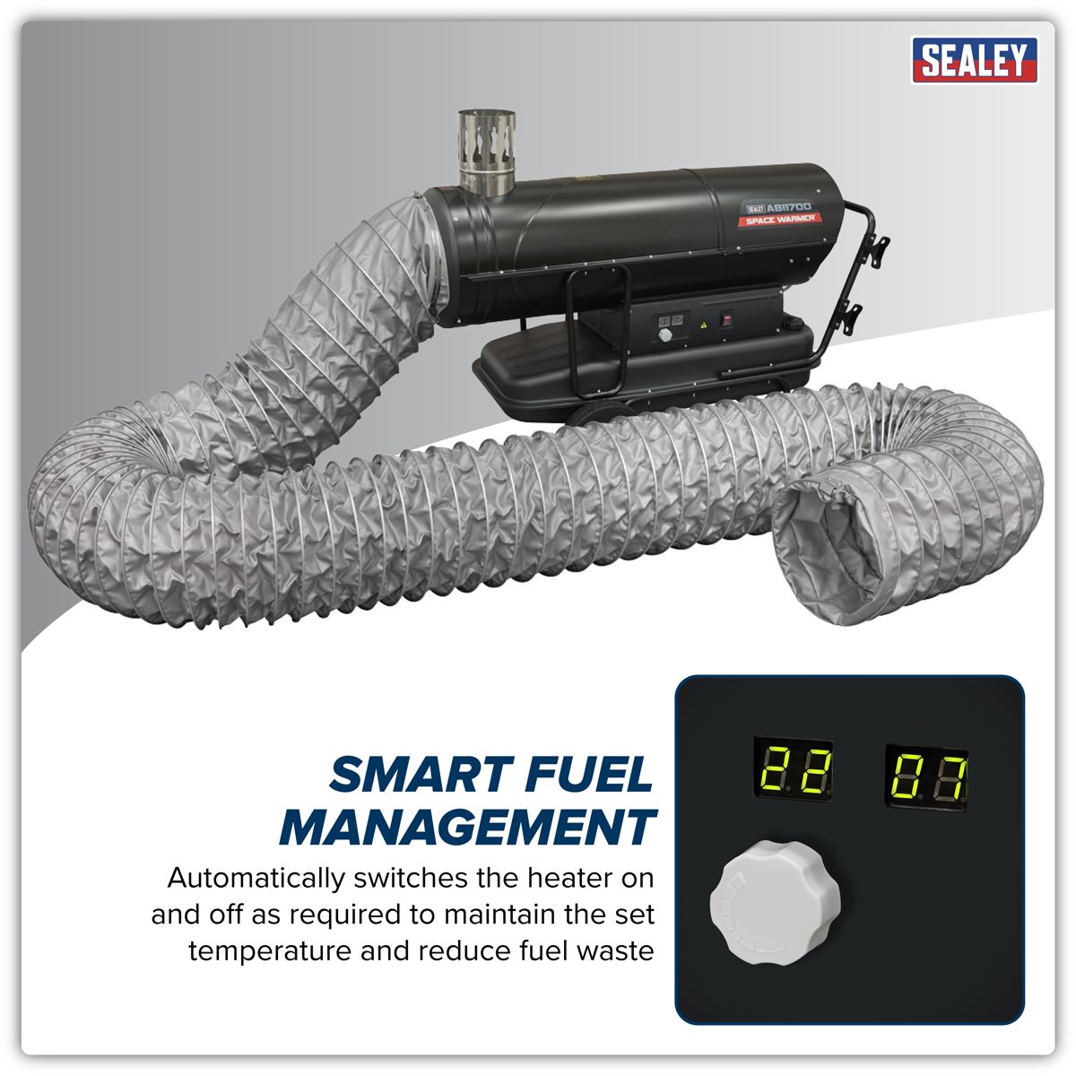 Sealey Space Warmer Kerosene Diesel Heater 170,000 Btu 5M Ducting ABI1700COMBO