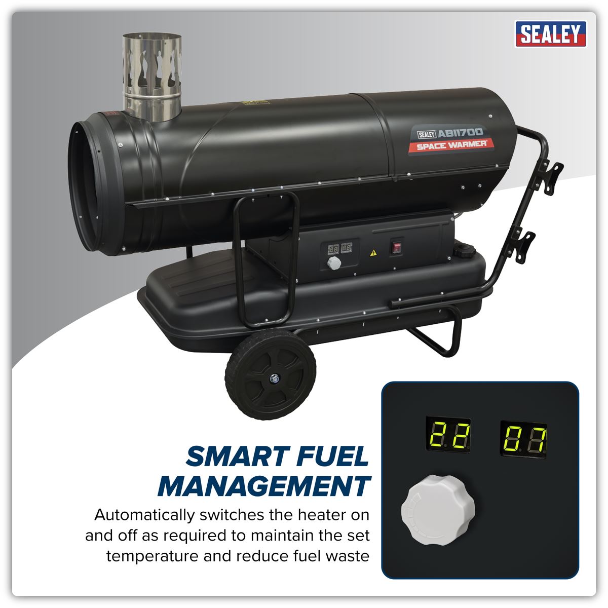 Sealey Space Warmer Kerosene Diesel Heater with Wheels 170,000Btu/hr ABI1700