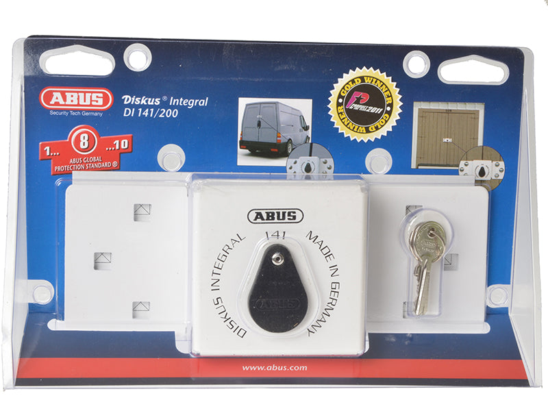 ABUS Mechanical 141/200 Diskus® Integral Van Lock White & 26/70mm Diskus® Padlock ABU14126C