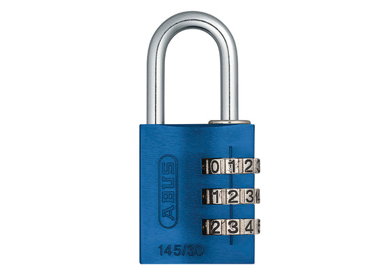 ABUS Mechanical 145/30 30mm Aluminium Combination Padlock Blue 46577 ABU14530BLU