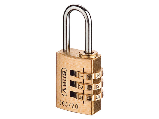 ABUS Mechanical 165/20 20mm Solid Brass Body Combination Padlock (3-Digit) Carded ABU16520C