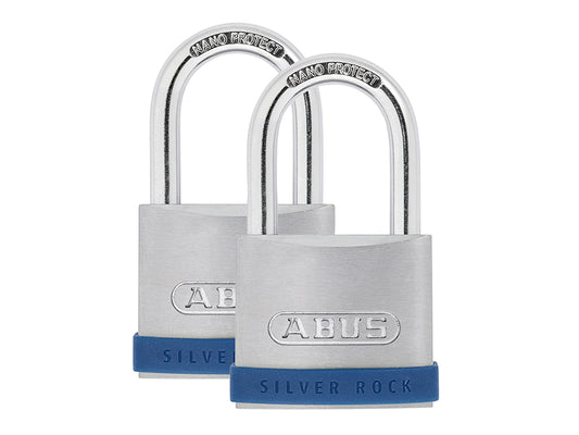 ABUS Mechanical 50mm Silver Rock™ 5 Padlock Twin Pack ABU550TC