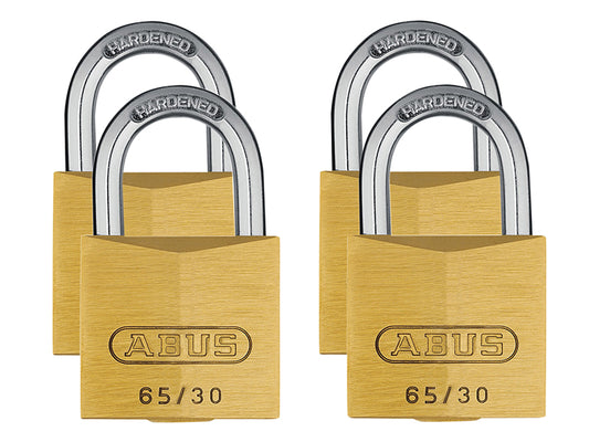 ABUS Mechanical 65/30mm Brass Padlock Quad Pack ABU6530QPK
