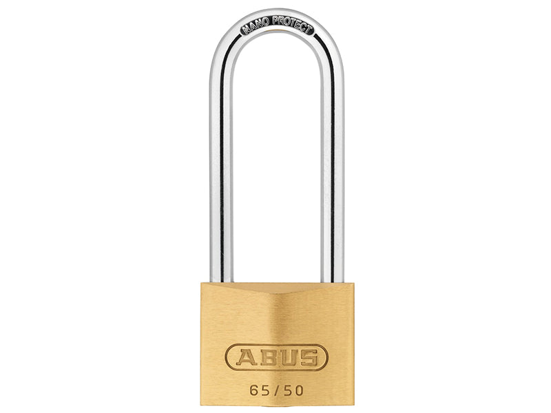 ABUS Mechanical 65/50mm Brass Padlock 80mm Long Shackle Carded ABU6550LSC