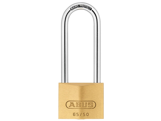ABUS Mechanical 65/50mm Brass Padlock 80mm Long Shackle Keyed Alike 6504 ABUKA12020