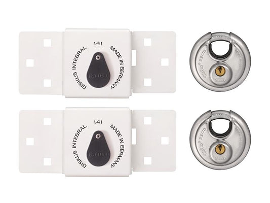 ABUS Mechanical Diskus Integral Van Lock White Padlock Twin Pack ABUVANLOCKT