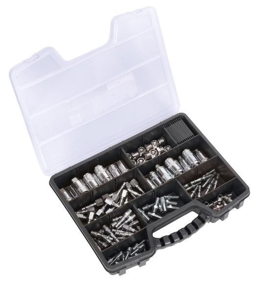 Sealey Assorted Air Coupling Kit 110pc For Garage Workshop Tools AC110K