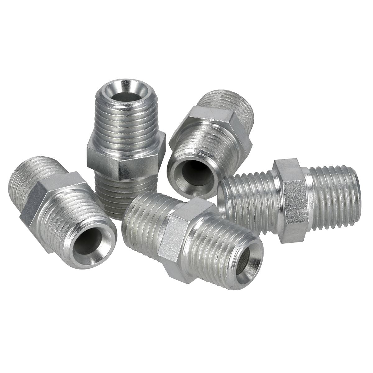 Sealey Double Union 1/4"BSPT Pack of 5 Male Thread AC12