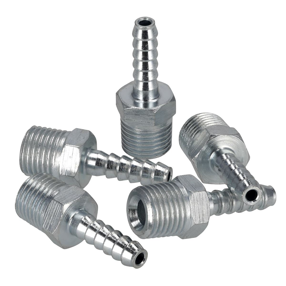 Sealey Screwed Air Tool Tailpiece Male 1/4"BSPT 3/16" Hose Pack of 5 AC38