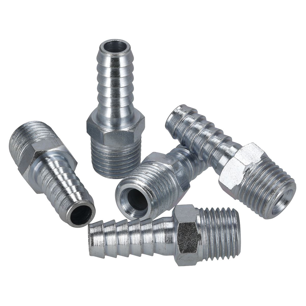 Sealey Screwed Air Tool Tailpiece Male 1/4"BSPT 5/16" Hose Pack of 5 AC39