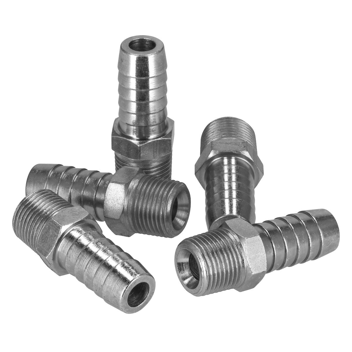 Sealey Screwed Air Tool Tailpiece Male 3/8"BSPT 1/2" Hose Pack of 5 AC42
