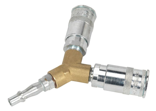 Sealey Y Adaptor Twin Air Line Coupling For Garage Workshop Tools AC55