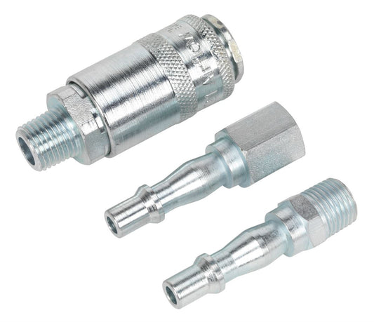 Sealey Air Tool Coupling Kit 3pc 1/4"BSP 2 Female 1 Male AC60