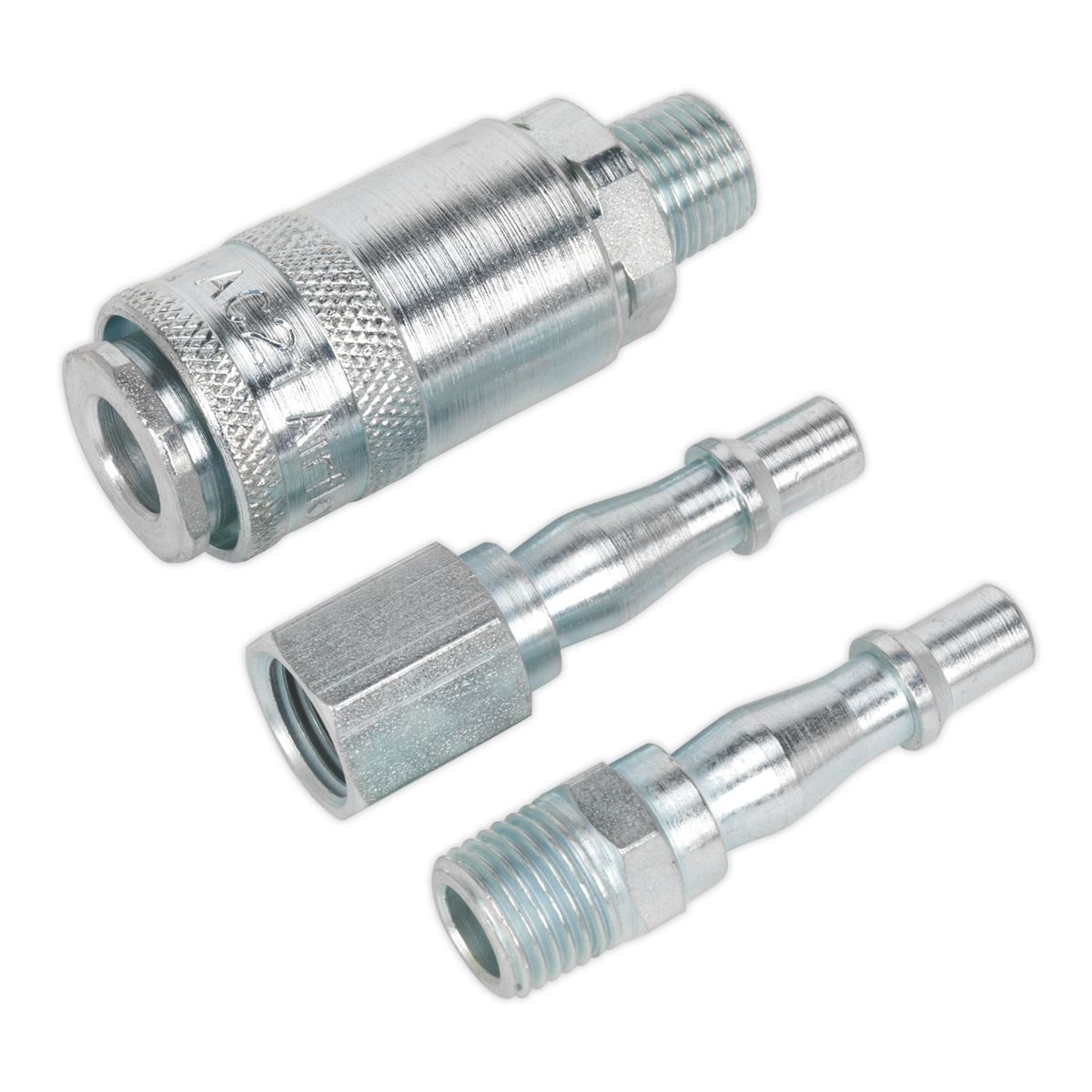 Sealey Air Tool Coupling Kit 3pc 1/4"BSP 2 Female 1 Male AC60
