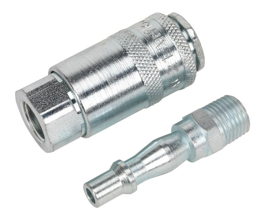 Sealey Air Tool Coupling Kit 2pc 1/4"BSP Female & Male AC61