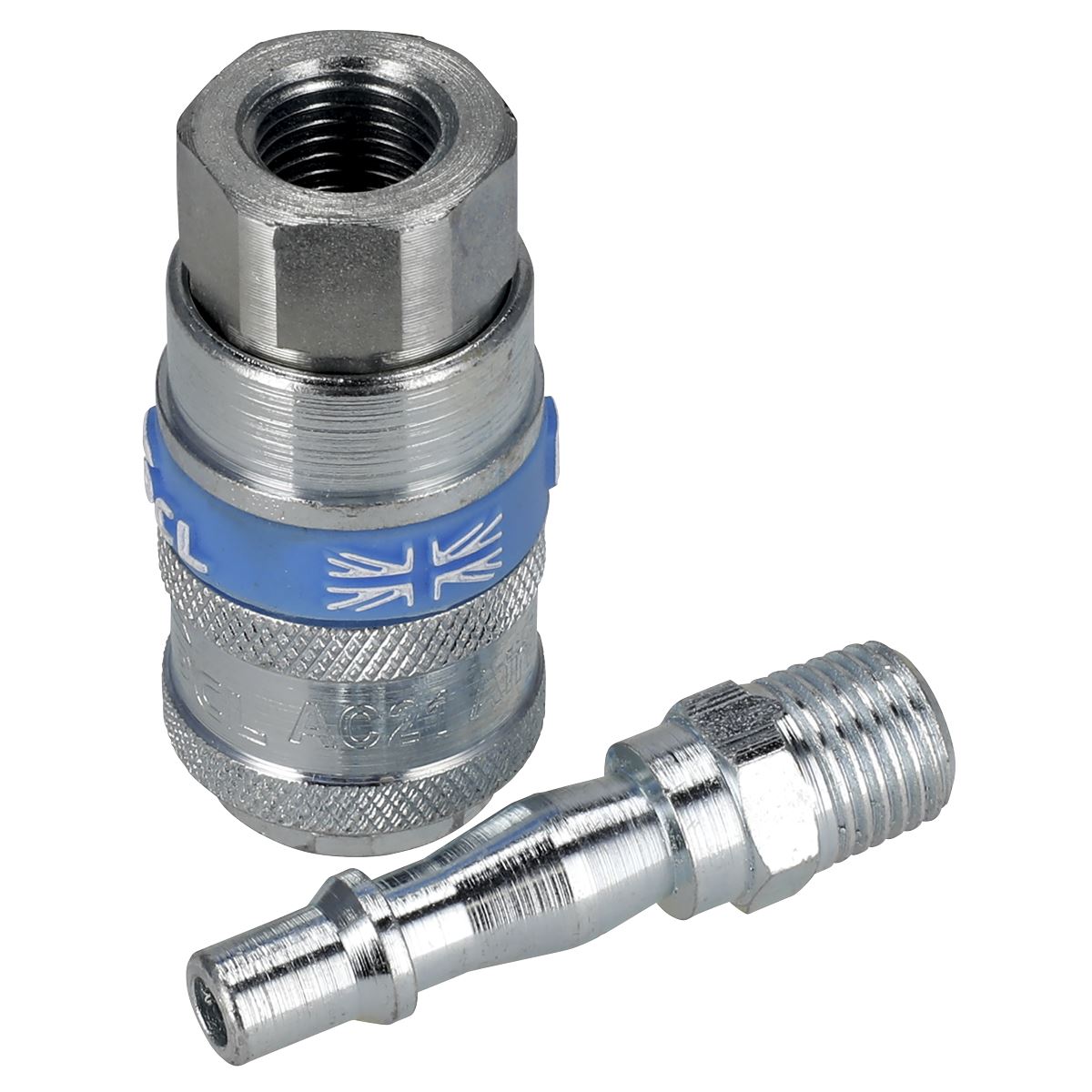 Sealey Air Tool Coupling Kit 2pc 1/4"BSP Female & Male AC61