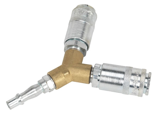Sealey Y Adaptor Twin Air Line Coupling For Garage Workshop Tools AC87