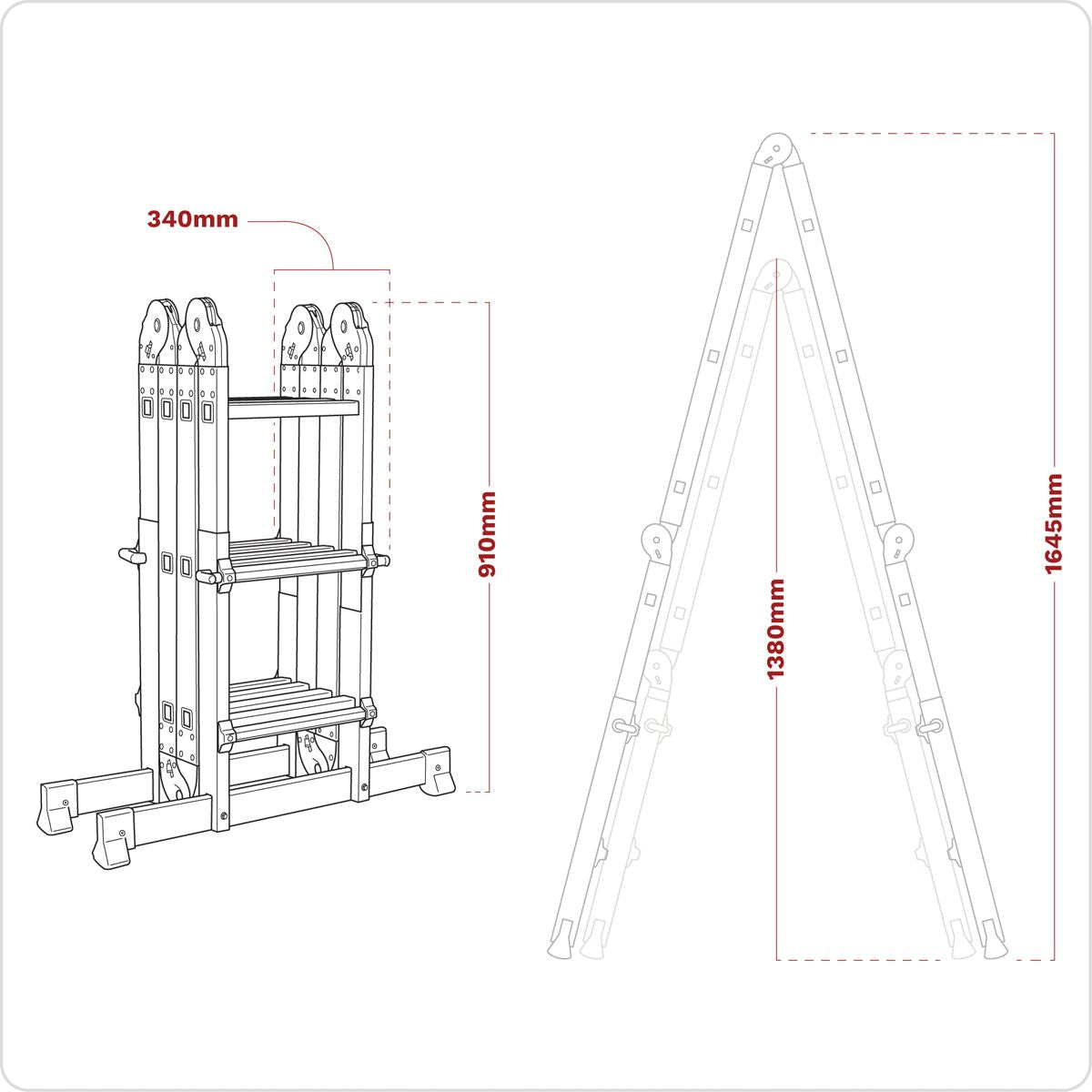 Sealey Aluminium Multipurpose Ladder EN 131 Adjustable Height AFPL2