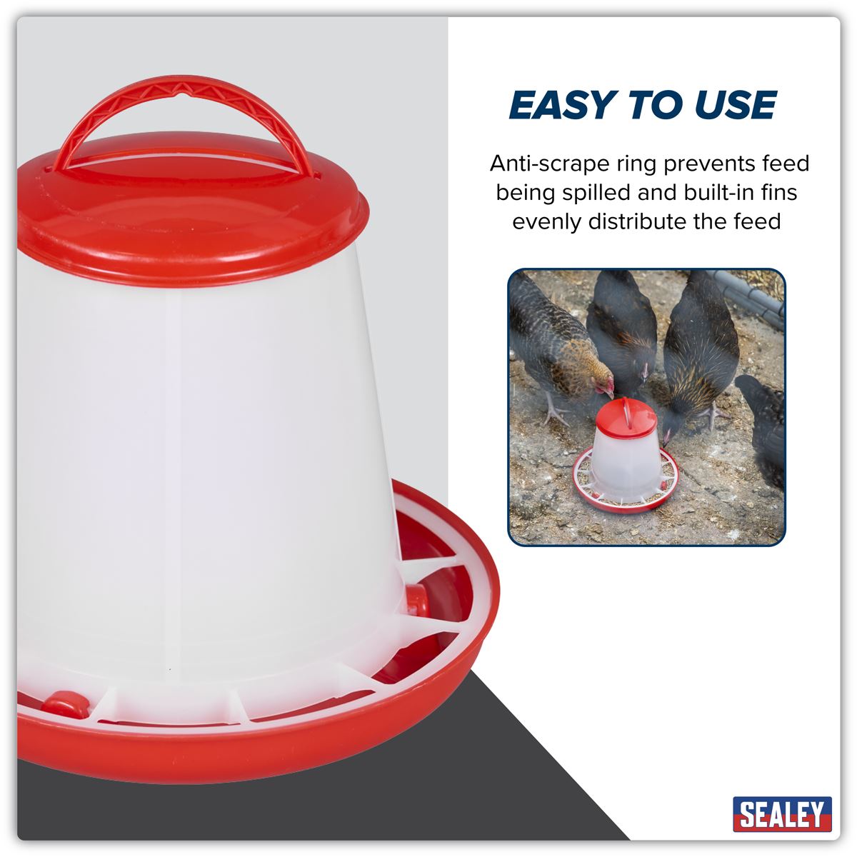 Sealey Poultry Feeder 1.5kg Plastic With A Robust Design Twist Lock Base AFT02