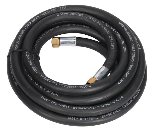 Sealey Air Line Hose 5m x 13mm with 1/2"BSP Unions Extra Heavy Duty AH5R/12