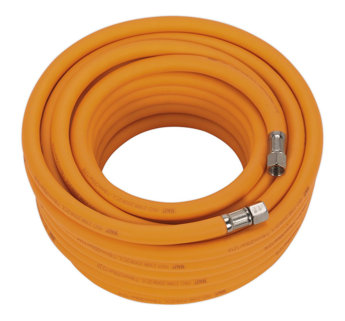 Sealey Air Line Hose 15m x 8mm Hybrid High Visibility With 1/4"BSP Union AHHC15