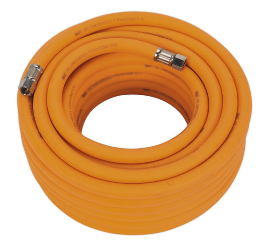 Sealey Air Line Hose 15m x 10mm Hybrid High Visibility 1/4"BSP Unions AHHC1538
