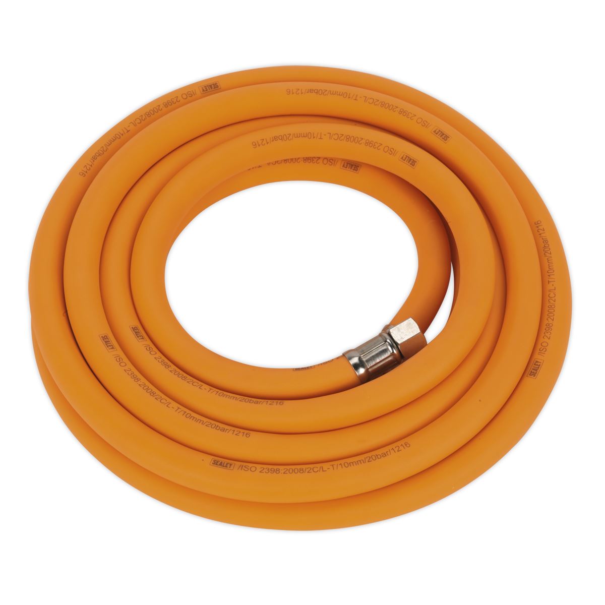 Sealey Air Line Hose 5m x 10mm Hybrid High Visibility & 1/4"BSP Unions AHHC538