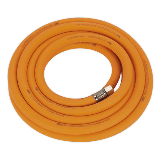 Sealey Air Line Hose 5m x 10mm Hybrid High Visibility & 1/4"BSP Unions AHHC538