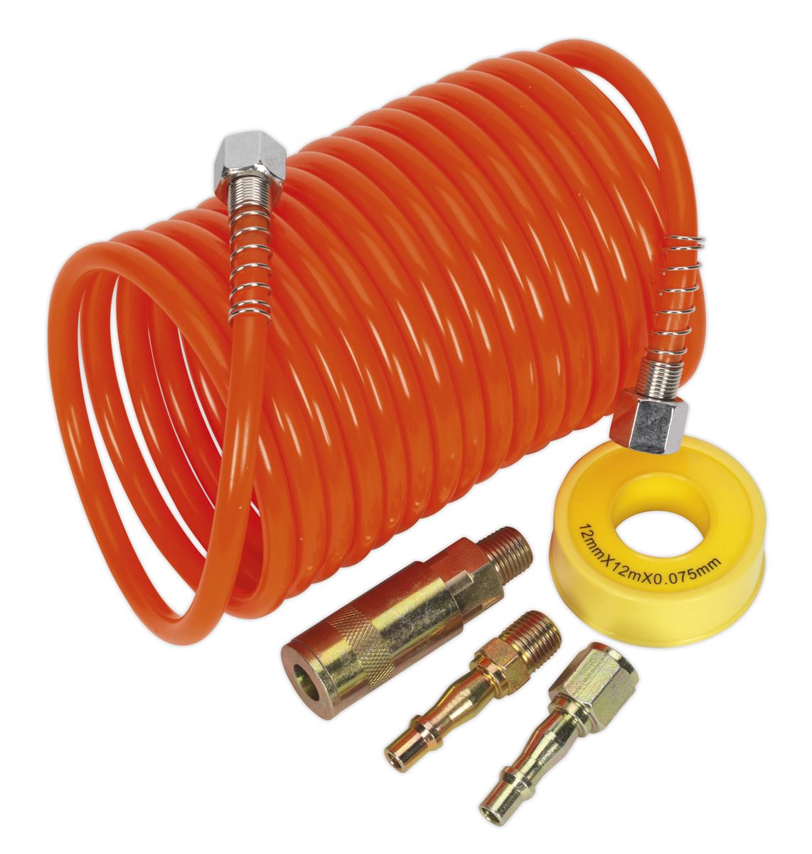 Sealey Air Line Hose Kit 5m x 5mm PE Coiled With Connectors AHK03
