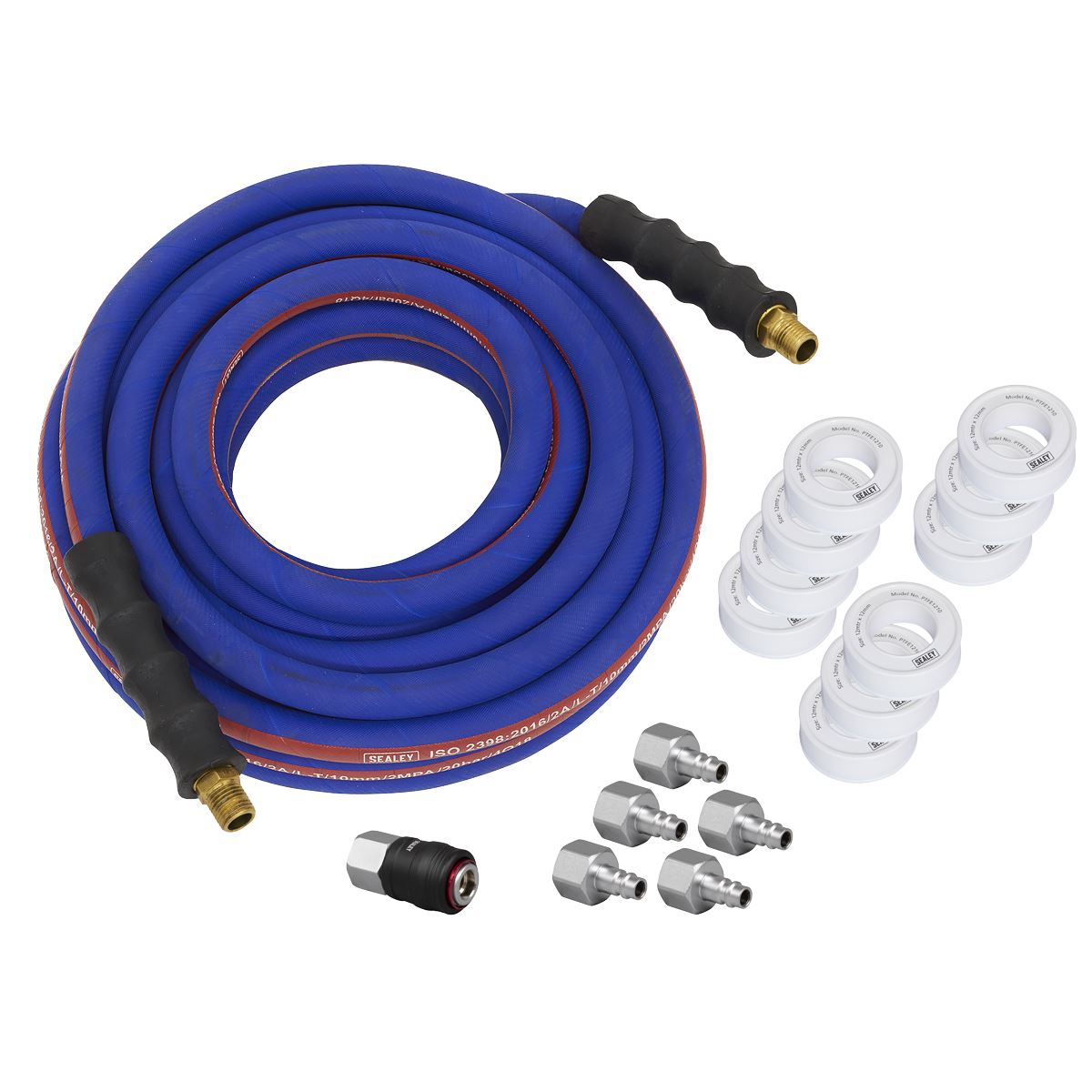 Sealey Extra Heavy-Duty High Flow Air Hose Kit with Couplings 15m x 13mm AHK05