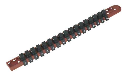 Sealey Socket Retaining Rail with 17 Clips 1/2"Sq Drive AK1217