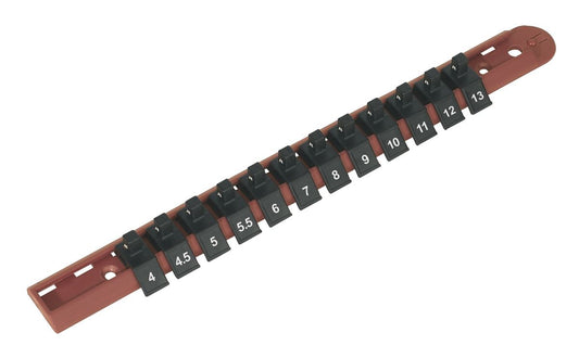 Sealey 1/4"Sq Drive Socket Retaining Rail with 12 Clips AK1412
