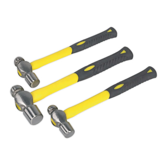 Sealey Ball Pein Hammer Set 3pc with Fibreglass Shafts AK2031