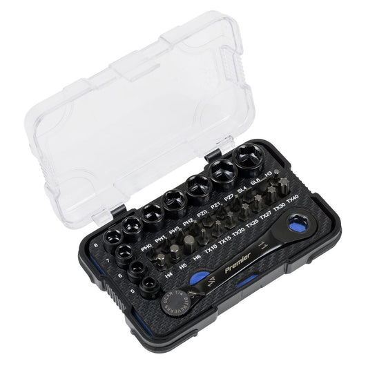 Sealey Premier Go-Through Low Profile Socket & Bit Set 1/4"Sq Drive 31pc AK2112
